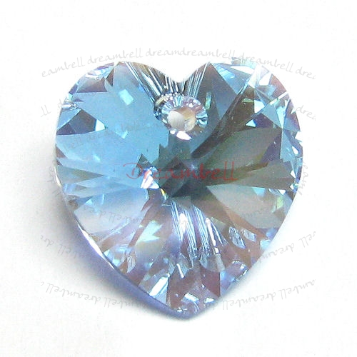 4 Swarovski Crystal Xilion Heart Charm pendant Aquamarine AB 10mm 6228