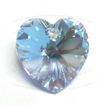 2 Swarovski Crystal Xilion Heart Charm pendant Aquamarine AB 14mm 6228