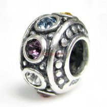 Sterling Silver Mixed CZ Crystals Bead for European Charm Bracelets 11mm