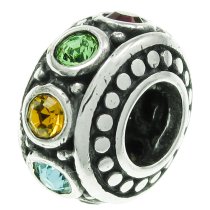 Sterling Silver Mixed CZ Crystals Bead for European Charm Bracelets 11mm