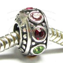 Sterling Silver Mixed CZ Crystals Bead for European Charm Bracelets 11mm