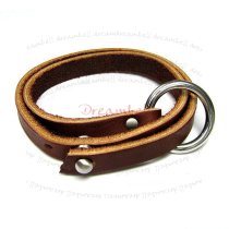 Stainless Steel Dark Brown Flat Leather Cord 10mm Nail Clasp Bracelets 8.5″