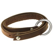 Stainless Steel Dark Brown Flat Leather Cord 10mm Nail Clasp Bracelets 8.5"