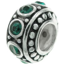Sterling Silver Emerald CZ Bead for European Charm Bracelet 11mm Birthstone May