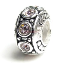 Sterling Silver Light Amethyst CZ Bead for European Charm Bracelet 11mm Birthstone June