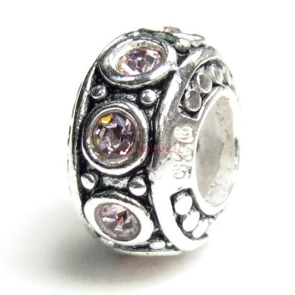 Sterling Silver Light Amethyst CZ Bead for European Charm Bracelet 11mm Birthstone June