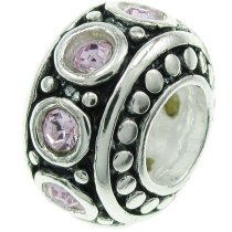 Sterling Silver Light Amethyst CZ Bead for European Charm Bracelet 11mm Birthstone June