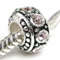 Sterling Silver Light Amethyst CZ Bead for European Charm Bracelet 11mm Birthstone June