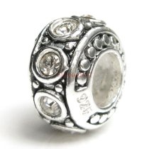 Sterling Silver Clear CZ Bead for European Charm Bracelet 11mm Birthstone April