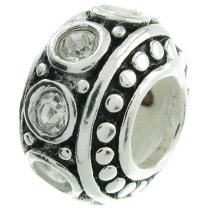 Sterling Silver Clear CZ Bead for European Charm Bracelet 11mm Birthstone April