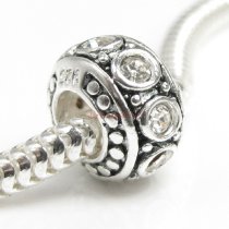 Sterling Silver Clear CZ Bead for European Charm Bracelet 11mm Birthstone April