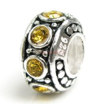 Sterling Silver Topaz CZ Bead for European Charm Bracelet 11mm Birthstone November