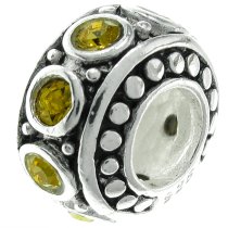 Sterling Silver Topaz CZ Bead for European Charm Bracelet 11mm Birthstone November