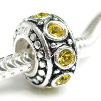 Sterling Silver Topaz CZ Bead for European Charm Bracelet 11mm Birthstone November