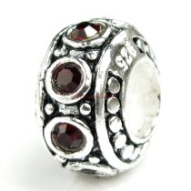 Sterling Silver Garnet CZ Bead for European Charm Bracelet 11mm Birthstone January