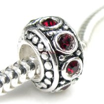 Sterling Silver Garnet CZ Bead for European Charm Bracelet 11mm Birthstone January