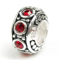 Sterling Silver Light Siam CZ Bead for European Charm Bracelet 11mm Birthstone July