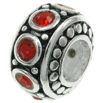 Sterling Silver Light Siam CZ Bead for European Charm Bracelet 11mm Birthstone July