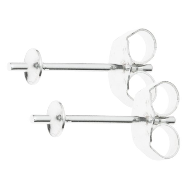 2x Sterling Silver 3mm Pearl Cup Stud Earring Post Cup Pin Pearl Setting
