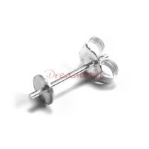 2x Sterling Silver 3mm Pearl Cup Stud Earring Post Cup Pin Pearl Setting