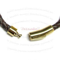Gold Stainless Steel Red Brown Braided Leather Cord 6mm Wristband Bracelets 8"