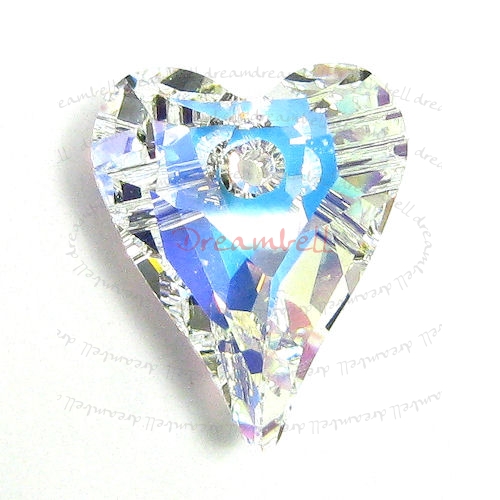 2x Swarovski Crystal 6240 Wild Heart Charm Pendant Clear AB 12mm