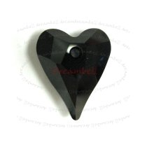 2x Swarovski Crystal 6240 Wild Heart Charm Pendant Jet Black 12mm
