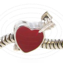 925 Sterling Silver Enamel Heart Arrow Love Bead Fits European Charm Bracelet