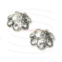 10X Bali Sterling silver Round Flower caps Bead 8mm