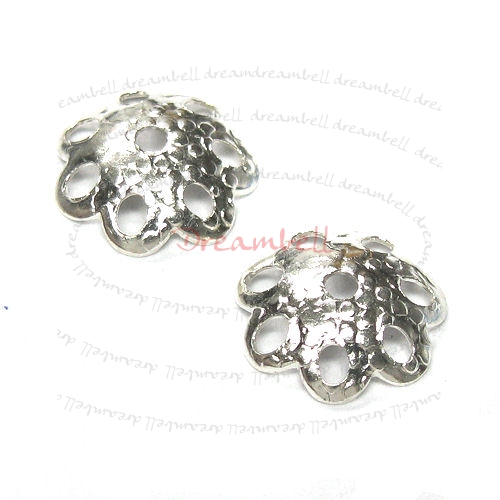 10X Bali Sterling silver Round Flower caps Bead 8mm