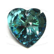 1x Swarovski Xilion Crystal Heart Charm pendant Bermuda Blue 28mm 6228