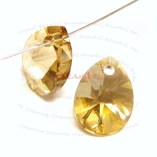 6x Swarovski Crystal 6128 Xilion Mini Pear Pendant Charm Golden Shadow 8mm
