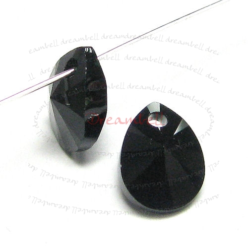 6x Swarovski Crystal 6128 Xilion Mini Pear Pendant Charm JET 8mm