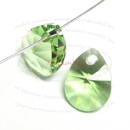 6x Swarovski Crystal 6128 Xilion Mini Pear Pendant Charm Peridot 8mm