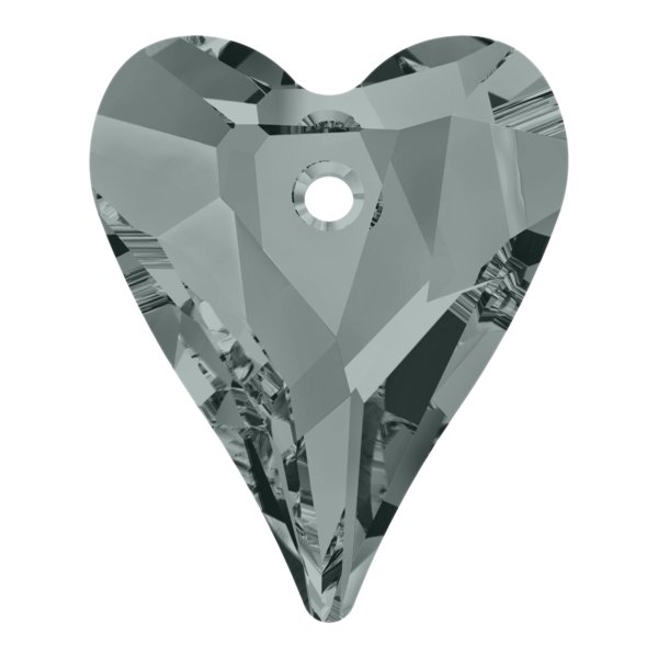 2x Swarovski Crystal 6240 Wild Heart Charm Pendant Black Diamond 12mm
