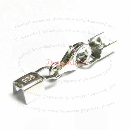 Sterling silver 4mm LEATHER RIBBON END CLIP Cap Lobster CLASP