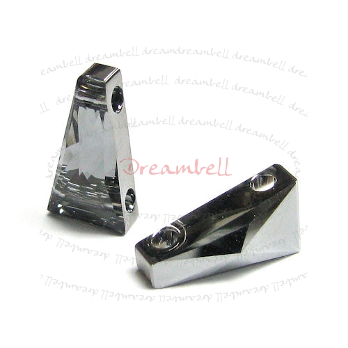 2x Swarovski Crystal Elements 5181 Keystone Bead 2-hole 13mm Silver Night