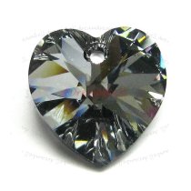 4x Swarovski Xilion Crystal 6228 Heart Charm Pendant Silver Night 10mm