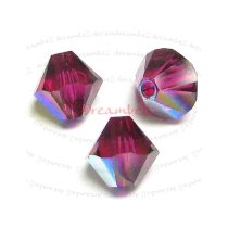 24x Swarovski Elements Xilion Crystal 5328 Ruby AB 6mm