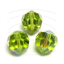 4x Swarovski Crystal Elements Round Faceted 5000 Light Olivine AB 10mm