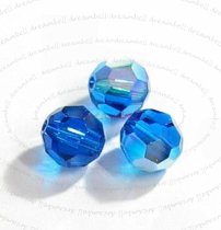 4x Swarovski Crystal Elements Round Bead 5000 Capri Blue AB 10mm