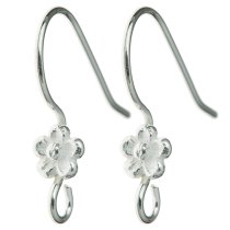 2x Sterling Silver Daisy Flower Ear Wire French Hook Earwires