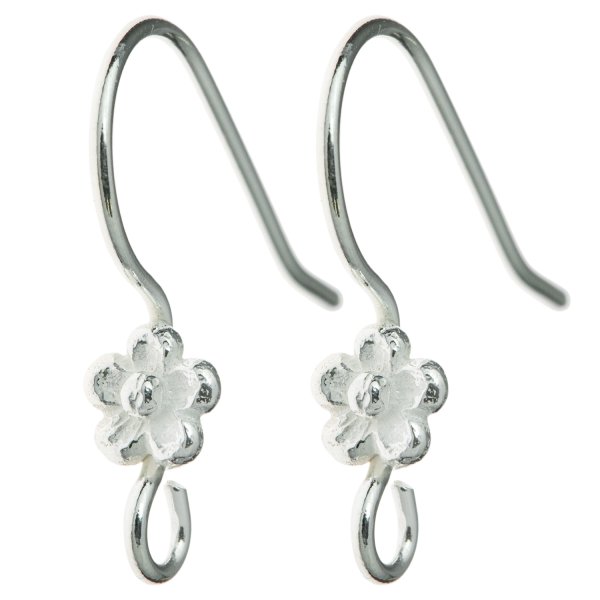 2x Sterling Silver Daisy Flower Ear Wire French Hook Earwires