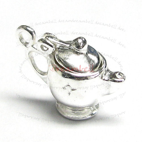 1x Sterling silver Teapot Magic Lamp Pendant Dangle Charm 14.5mm