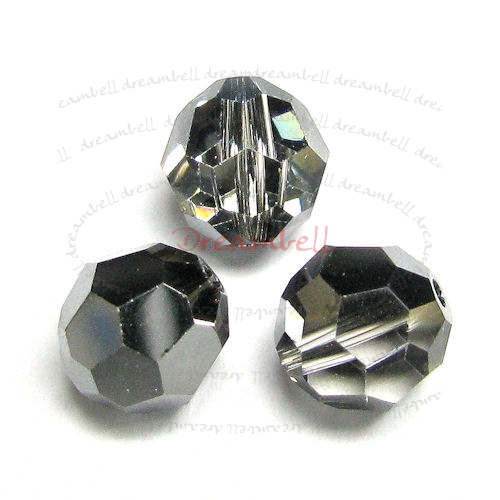 6x Swarovski Crystal Elements 5000 Round Faceted Bead Silver Night 8mm