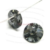 12x Swarovski Crystal 6428 Xilion Rivoli Pendant Charm Silver Night 8mm