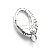 1x Sterling Silver Oval Filigree Flower Clasp Lock Enhancer Shortener 20mm