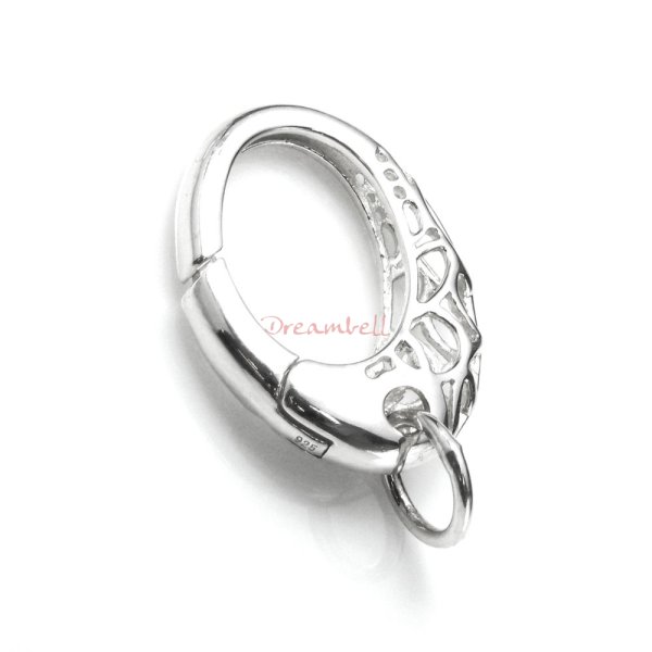 1x Sterling Silver Oval Filigree Flower Clasp Lock Enhancer Shortener 20mm