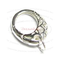 1x Sterling Silver Oval Filigree Flower Clasp Lock Enhancer Shortener 20mm