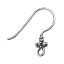 2x Antique Sterling Silver Daisy Flower Ear Wire French Hook Coil Earwires